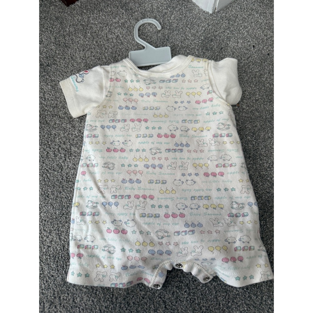 Vintage Baby Sonoma Pastel Bunny Lamb‎ Cotton Romper 0-3 Months Made in USA